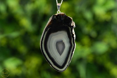 Agaat schijf hanger verzilverd - 16.86 gram