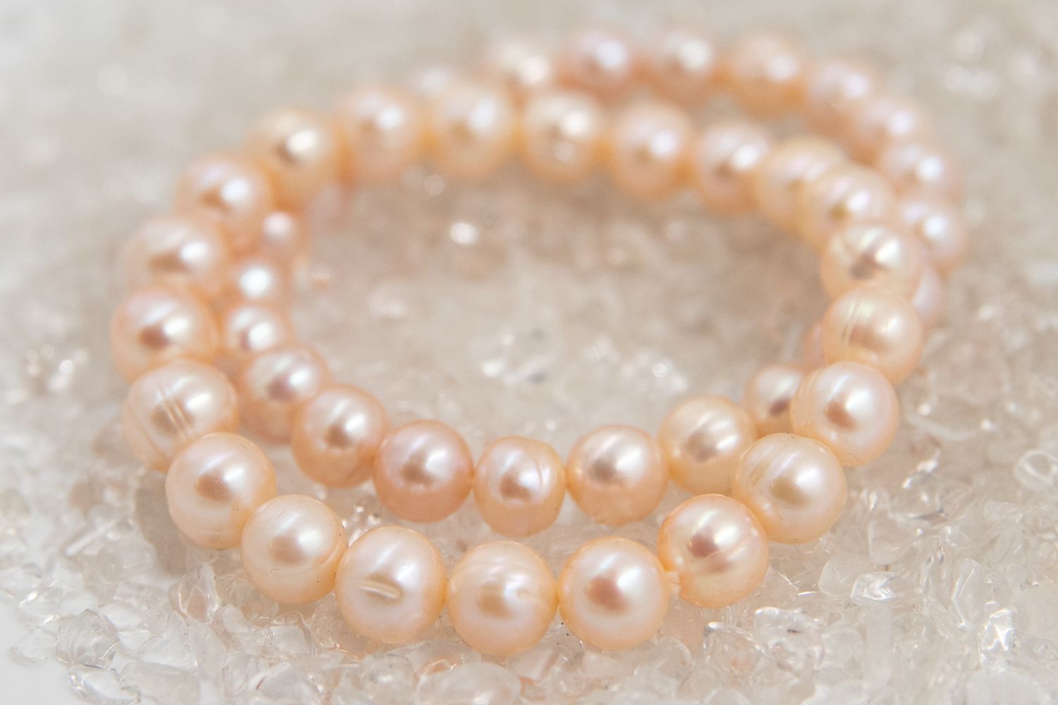 Zoetwater Parel Armband Roze/Peach Rond - 88539