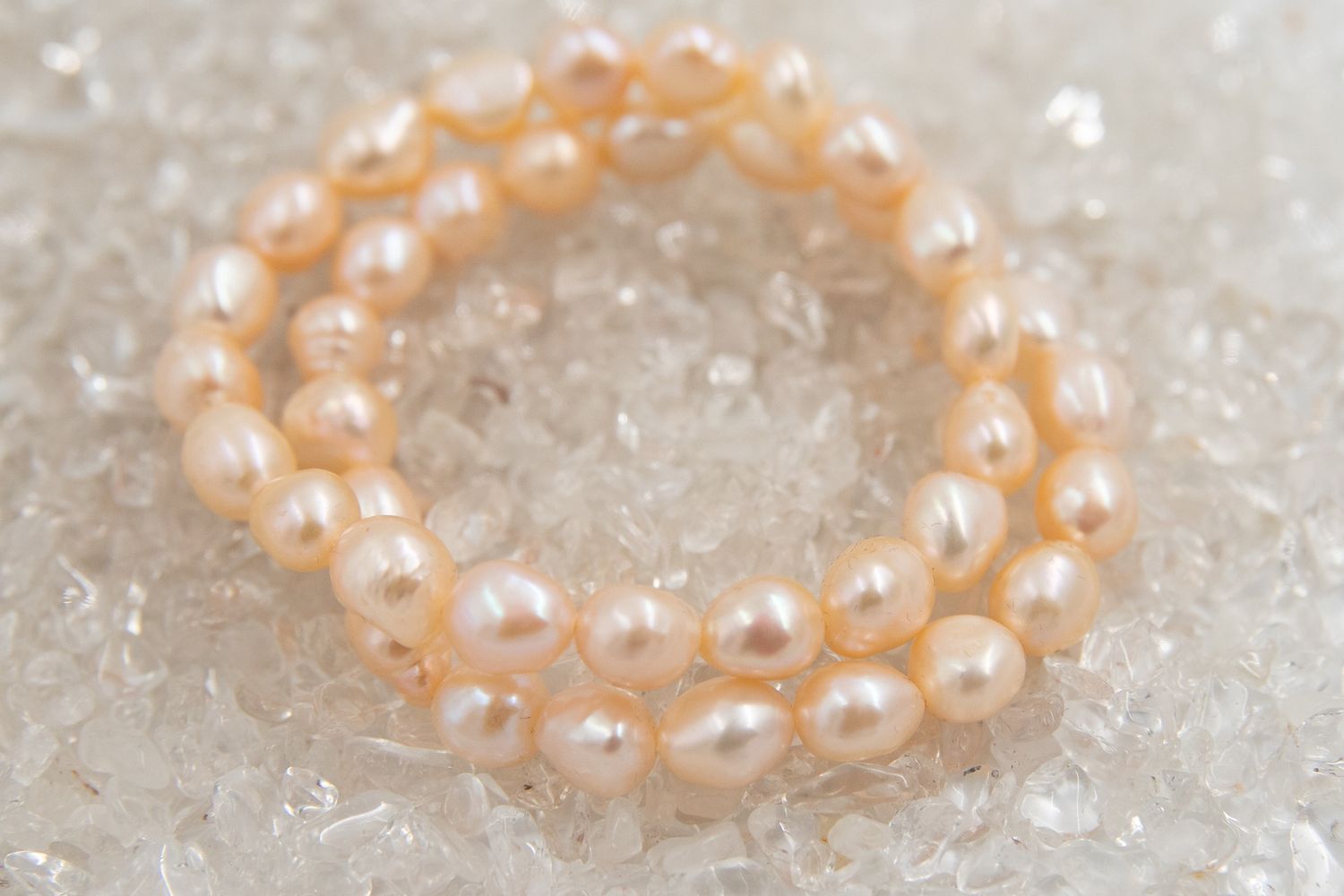 Zoetwater Parel Armband Roze/Peach Nugget - 88540