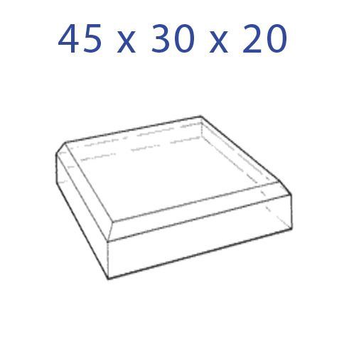 Acrylglas sokkel 30x45x20mm. schuine kanten