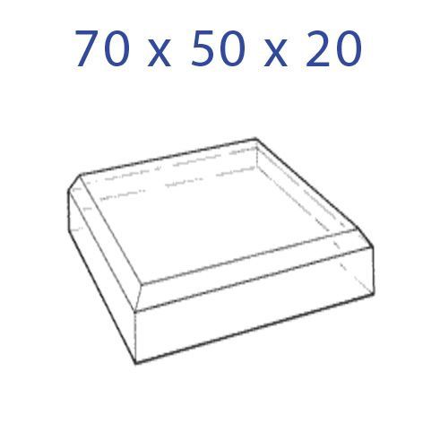 Acrylglas sokkel 70x50x20mm. schuine kanten