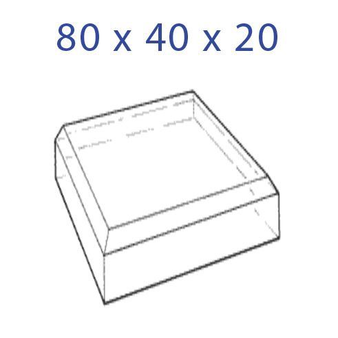 Acrylglas sokkel 80x40x20mm. schuine kanten