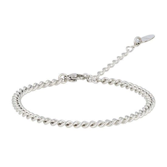 4 mm grove zilveren schakelarmband - My Bendel