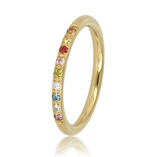 Ring goud met mooie gekleurde zirkonia steen - My Bendel