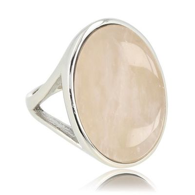 Grote zilveren ring met ronde rozenkwarts edelsteen - My Bendel