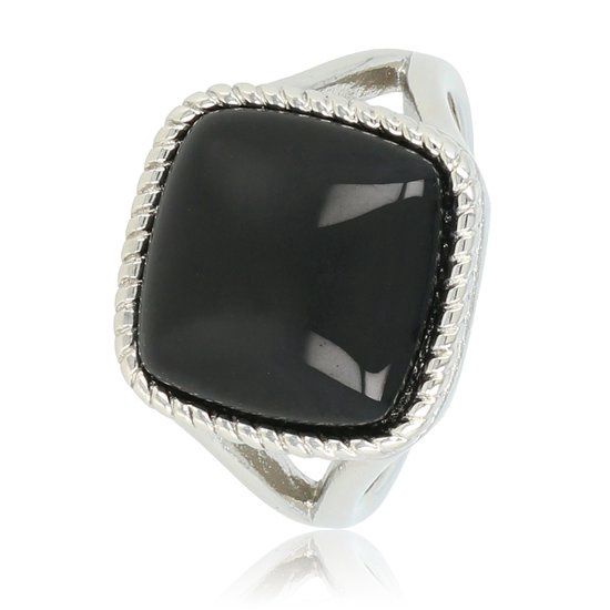 Ring met zwarte Onyx edelsteen - My Bendel, Maat: Maat 19