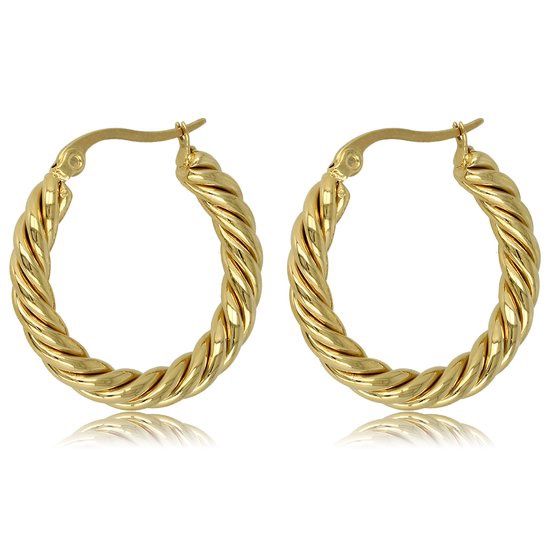 Gouden oorring twisted 25 mm x 3 mm - My Bendel