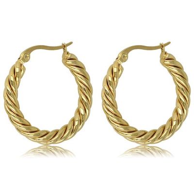 Gouden oorring twisted 25 mm x 3 mm - My Bendel