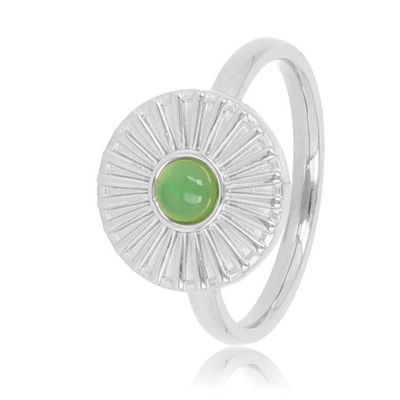 Ring zilver met zonnetje en groene agaat edelsteen - My Bendel