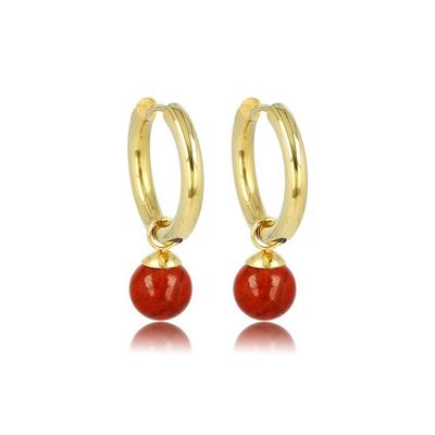 Gouden oorbel met Aventurijn edelstenen balletje - My Bendel