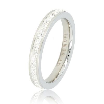 Ring met zirkonia steentjes - Zilver 3 mm - My Bendel
