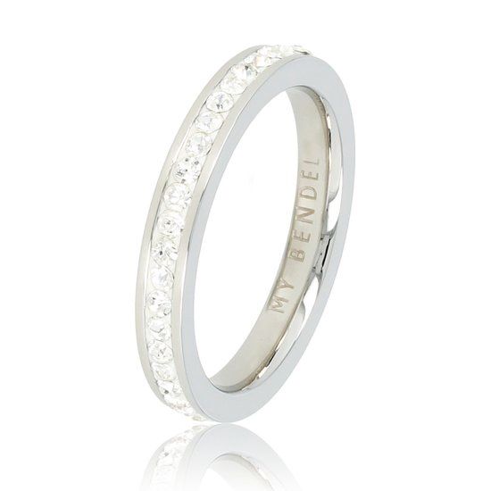 Ring met zirkonia steentjes - Zilver 3 mm - My Bendel
