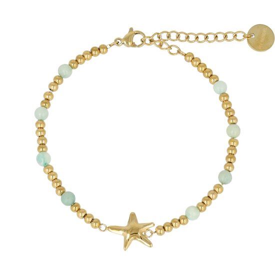 Schakelarmband met zomerse zeester en Amazoniet - My Bendel