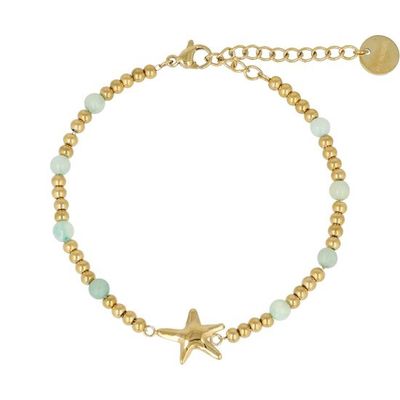 Schakelarmband met zomerse zeester en Amazoniet - My Bendel