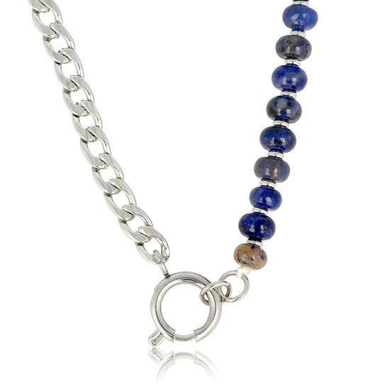 VI6108 Schakelketting zilver met Sodalite edelstenen