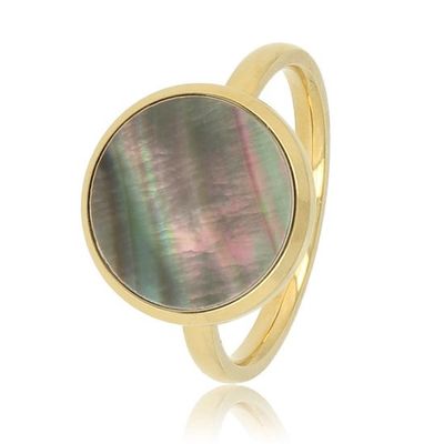 Gouden ring met zwarte parel edelsteen - My Bendel