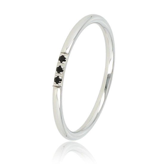 My Bendel - PO2087 - Minimalistische zilver ring met drie fijne zwarte-PO2087/16