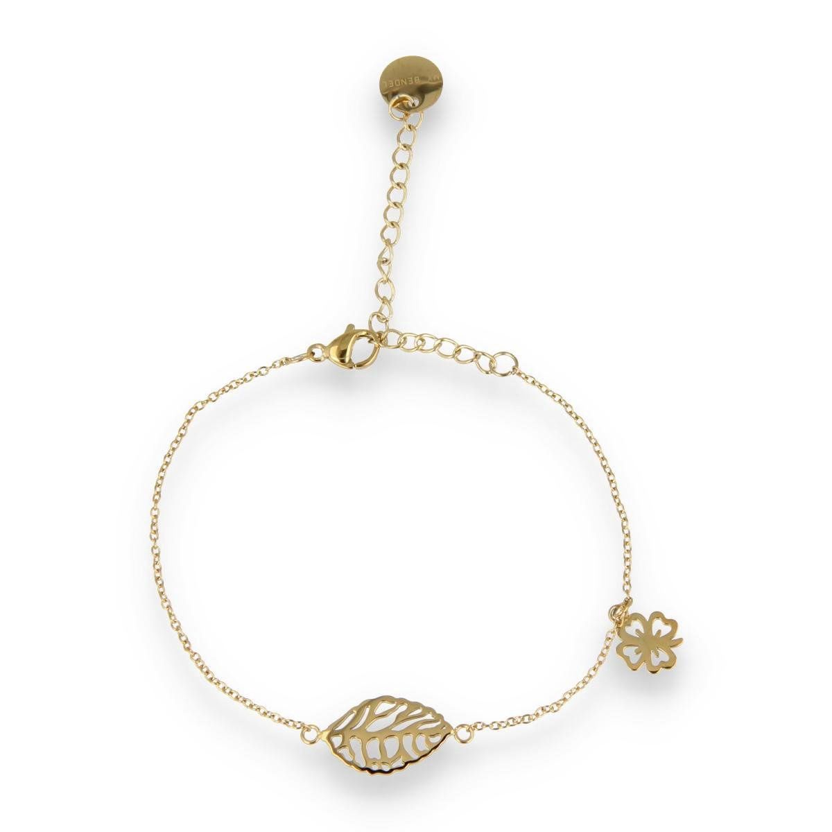 Gouden bedelarmband met klavertje - My Bendel