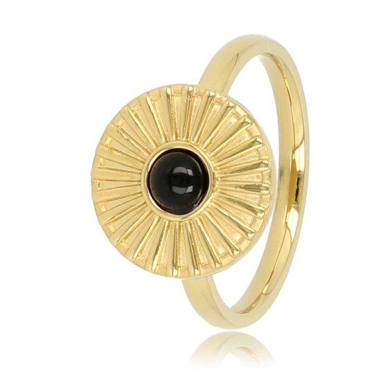 Ring goud met zonnetje en Onyx edelsteen - My Bendel