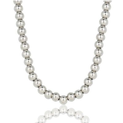 45 cm lange dames ketting met 7 mm grote zilveren balletjes - My Bendel