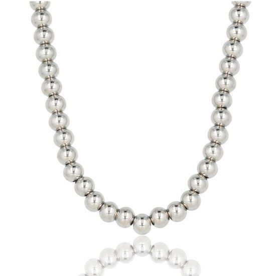 45 cm lange dames ketting met 7 mm grote zilveren balletjes - My Bendel