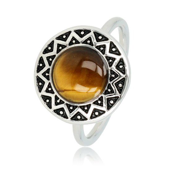 Vintage ring zilver met Tiger Eye edelsteen - My Bendel, Maat: Maat 18
