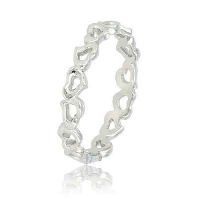 Zilverkleurige ring met open hartjes patroon - 3.5 mm - My Bendel
