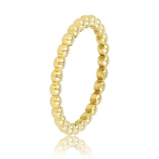 Goudkleurige ring met bolletjes - My Bendel, Maat: Maat 17