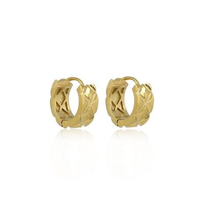 Goudkleurige kleine oorringen met patroon 16x6 mm - My Bendel