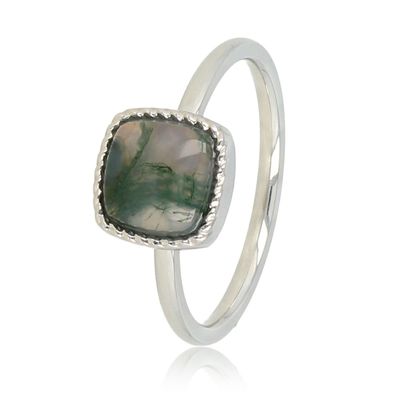 Kleine zegelring met mosagaat edelsteen - My Bendel