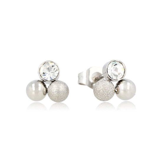 Zilveren oorknopjes met kristal 8mm - My Bendel