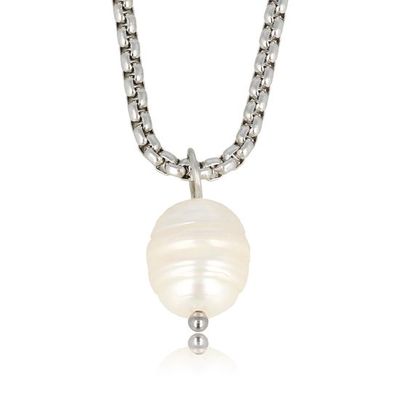 Zilverkleurige ketting met zoetwaterparel - My Bendel