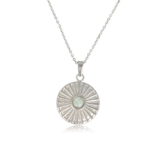 Zilveren ketting Amazoniet zonnetjes hanger - My Bendel
