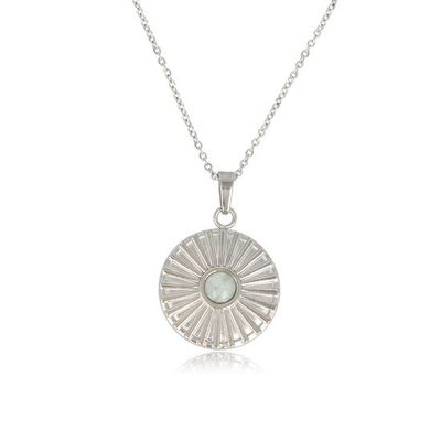Zilveren ketting Amazoniet zonnetjes hanger - My Bendel