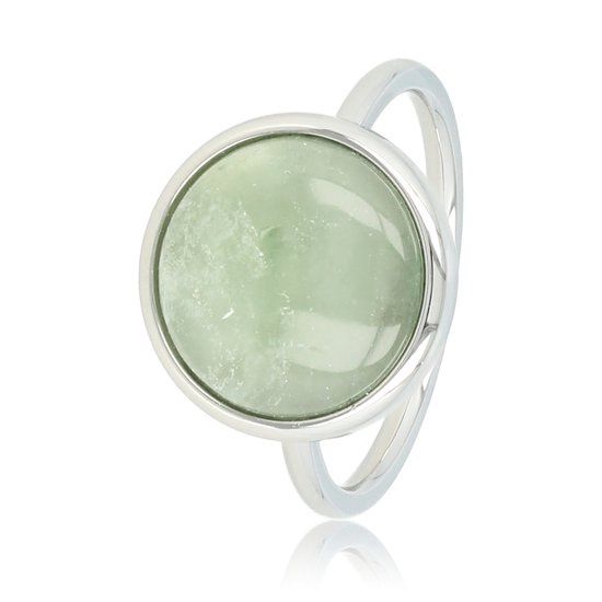 Zilveren ring met groene fluoriet edelsteen - My Bendel, Maat: Maat 19