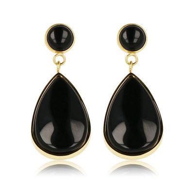 Gouden oorsteker met Onyx edelsteen - My Bendel