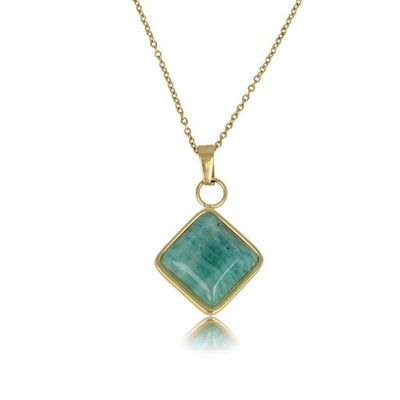 Goudkleurige ketting met Amazoniet - My Bendel