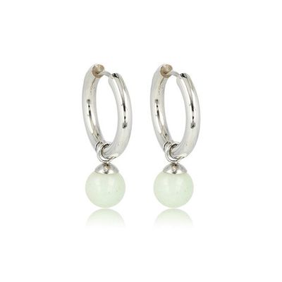 Zilverkleurige oorbel Amazoniet edelstenen balletje - My Bendel