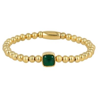 Goudkleurige armband met Groene Agaat edelsteen - My Bendel