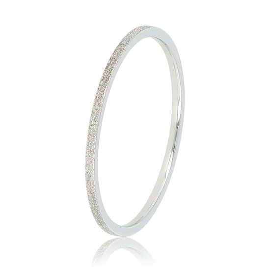Zilverkleurige aanschuifring met stardust effect - My Bendel, Maat: Maat 16