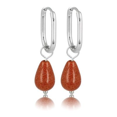 Zilverkleurige oorbellen met Goudstroom edelsteen - My Bendel