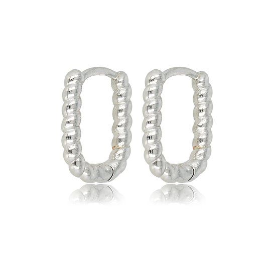 Zilverkleurige twisted oorring van 14x2,5 mm breed - My Bendel