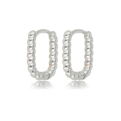 Zilverkleurige twisted oorring van 14x2,5 mm breed - My Bendel
