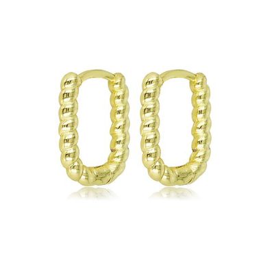 Goudkleurige twisted oorring van 14x2,5 mm breed - My Bendel