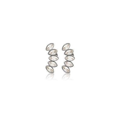 Zilverkleurige oorsteker met kristal glasstenen - My Bendel