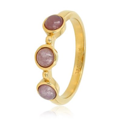 Gouden ring met drie Lilac Quartz edelstenen - My Bendel