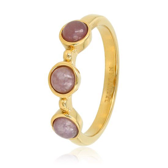 Gouden ring met drie Lilac Quartz edelstenen - My Bendel
