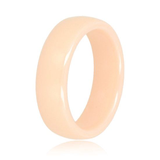 Keramieken ring peach 6 mm - My Bendel, Maat: Maat 16