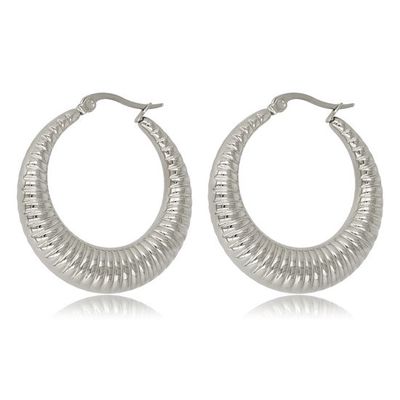 Zilverkleurige oorring met unieke afwerking  33 x 7 mm - My Bendel