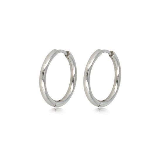 Edelstalen oorring 16mm x 2 mm zilverkleurig - My Bendel